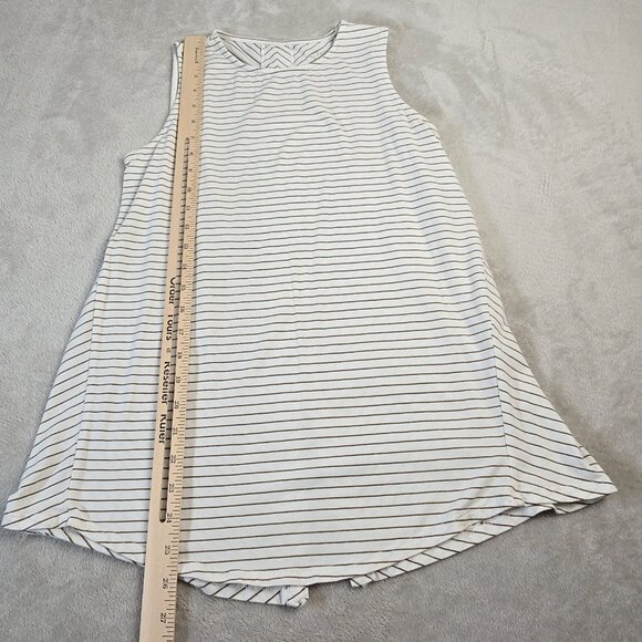 J. Jill Top Womens XS Olive Green White Striped Sleeveless Split Back Summer - Picture 3 of 9